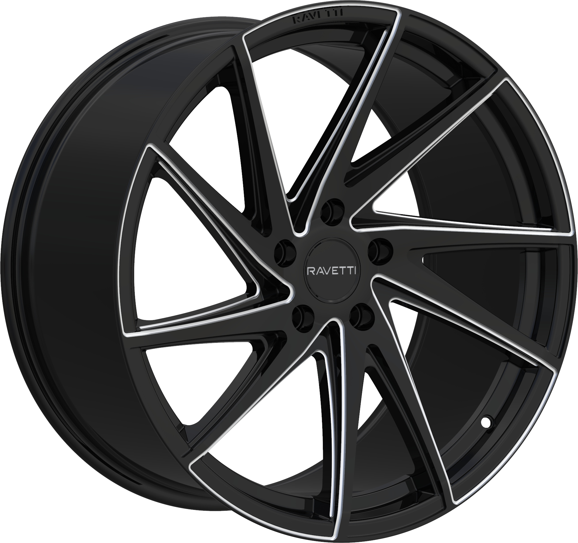 RAVETTI Style M10 20" x 10" Black And Milled Wheels