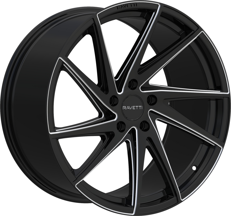RAVETTI Style M10 20" x 10" Black And Milled Wheels