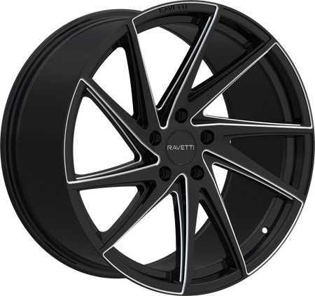 RAVETTI Style M10 20" x 10" Black And Milled Wheels