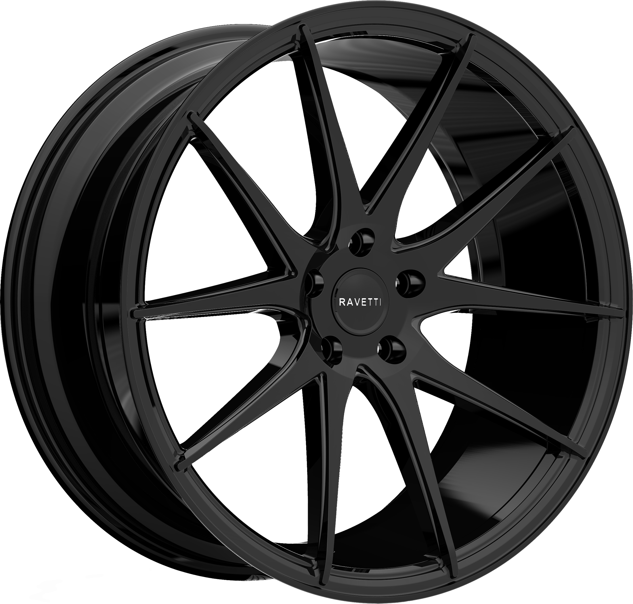 RAVETTI Style M11 20" x 10" Full Gloss Black Wheels