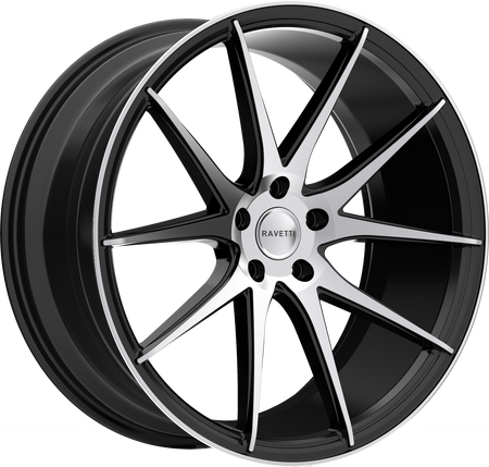 RAVETTI Style M11 20" x 10" Satin Black Machined Wheels