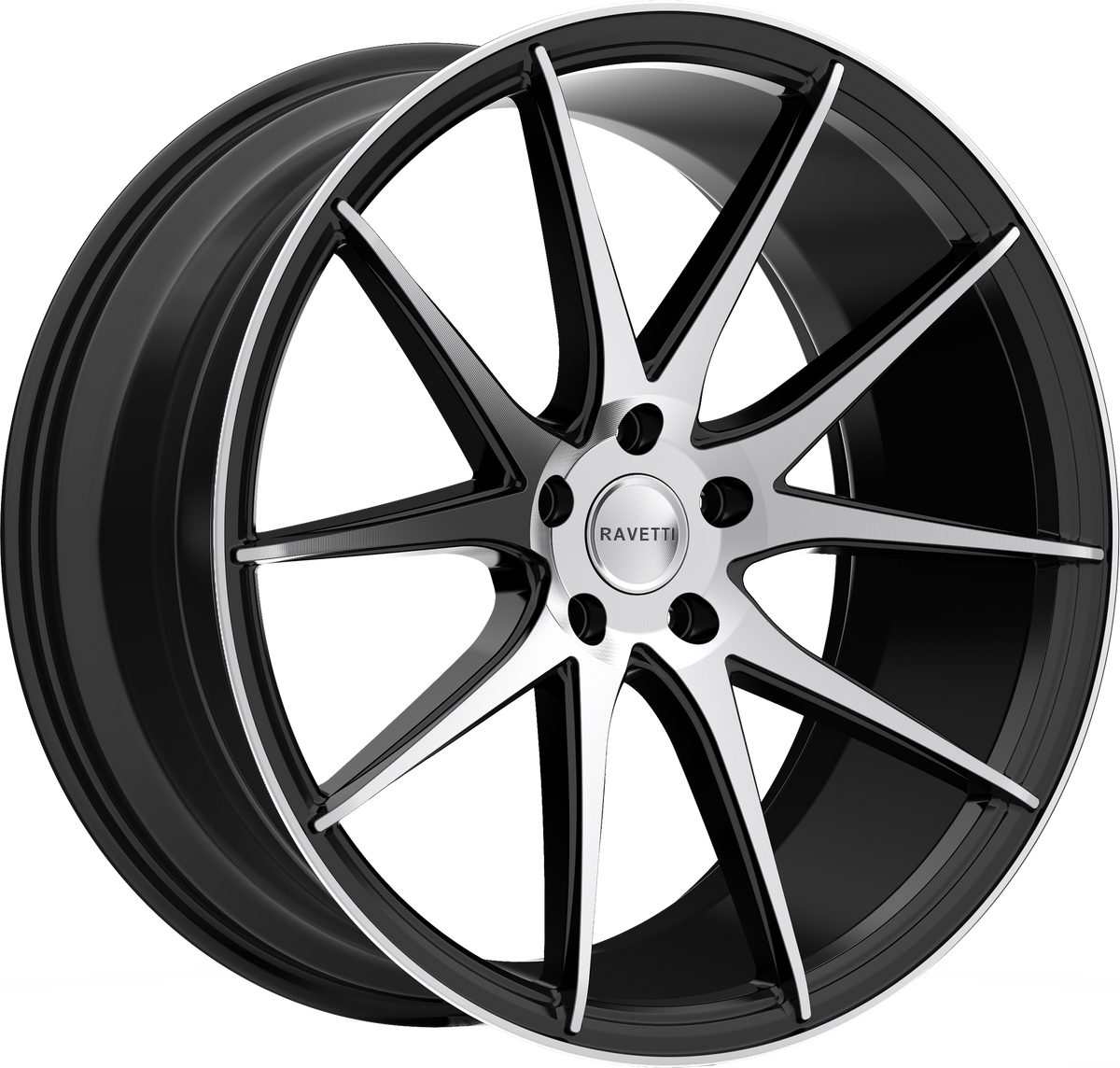 RAVETTI Style M11 20" x 10" Satin Black Machined Wheels