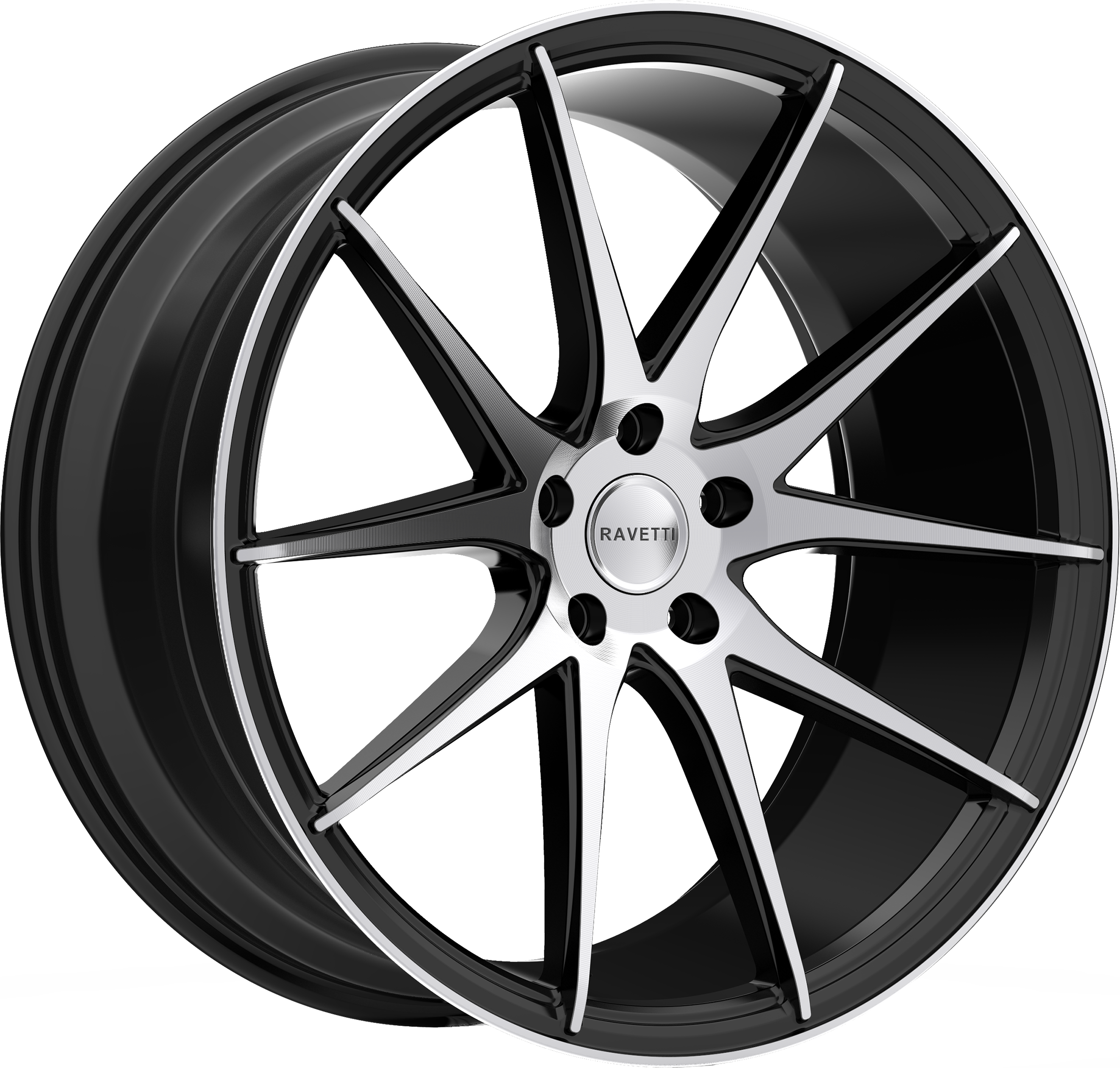 RAVETTI Style M11 20" x 10" Satin Black Machined Wheels