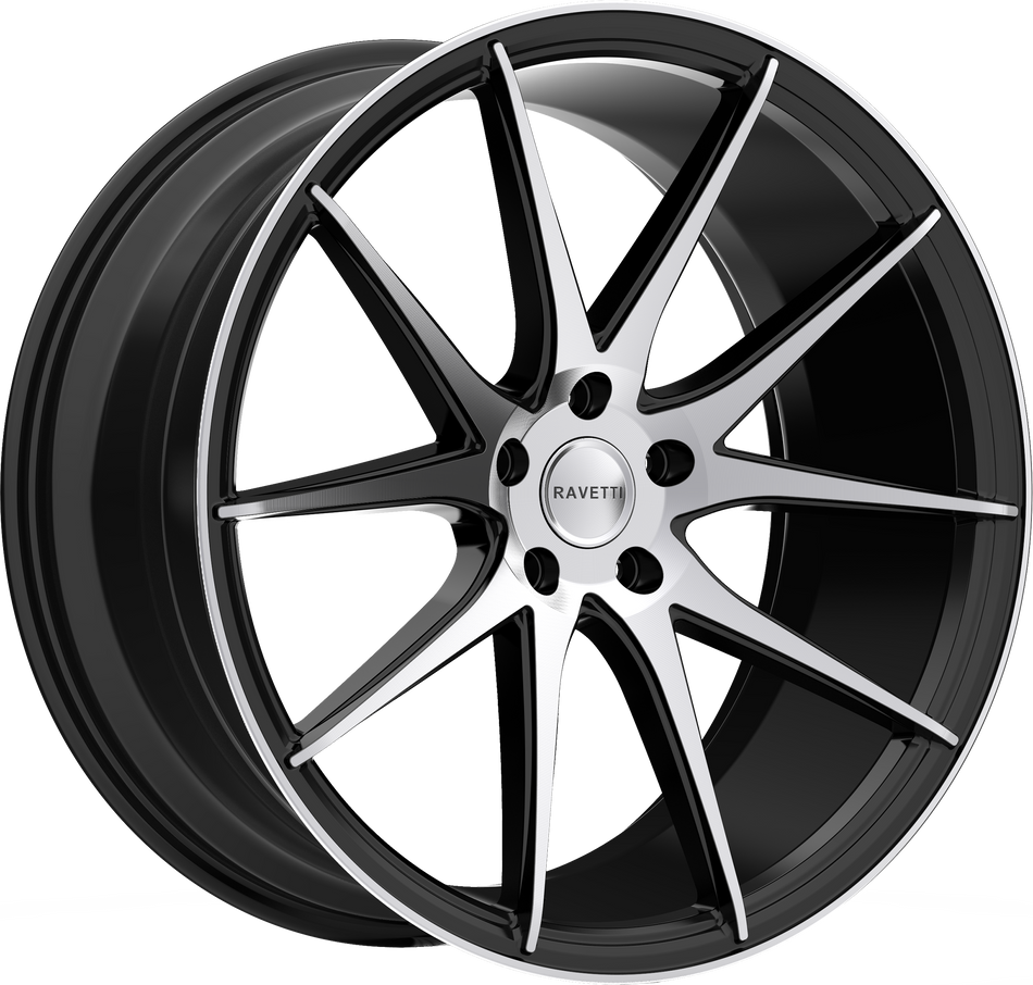 RAVETTI Style M11 20" x 10" Satin Black Machined Wheels