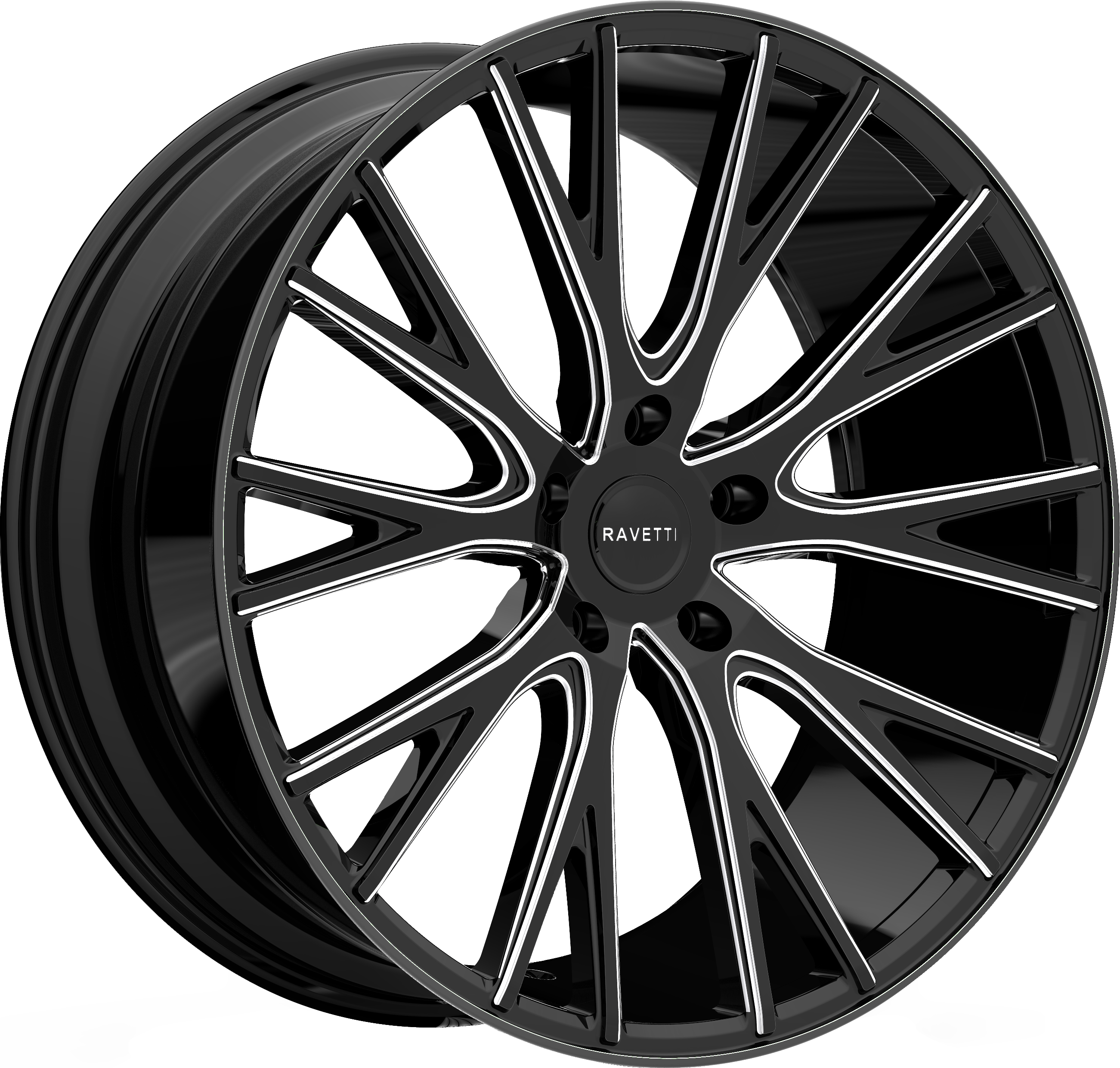RAVETTI Style M12 20" x 10" Black And Milled Wheels