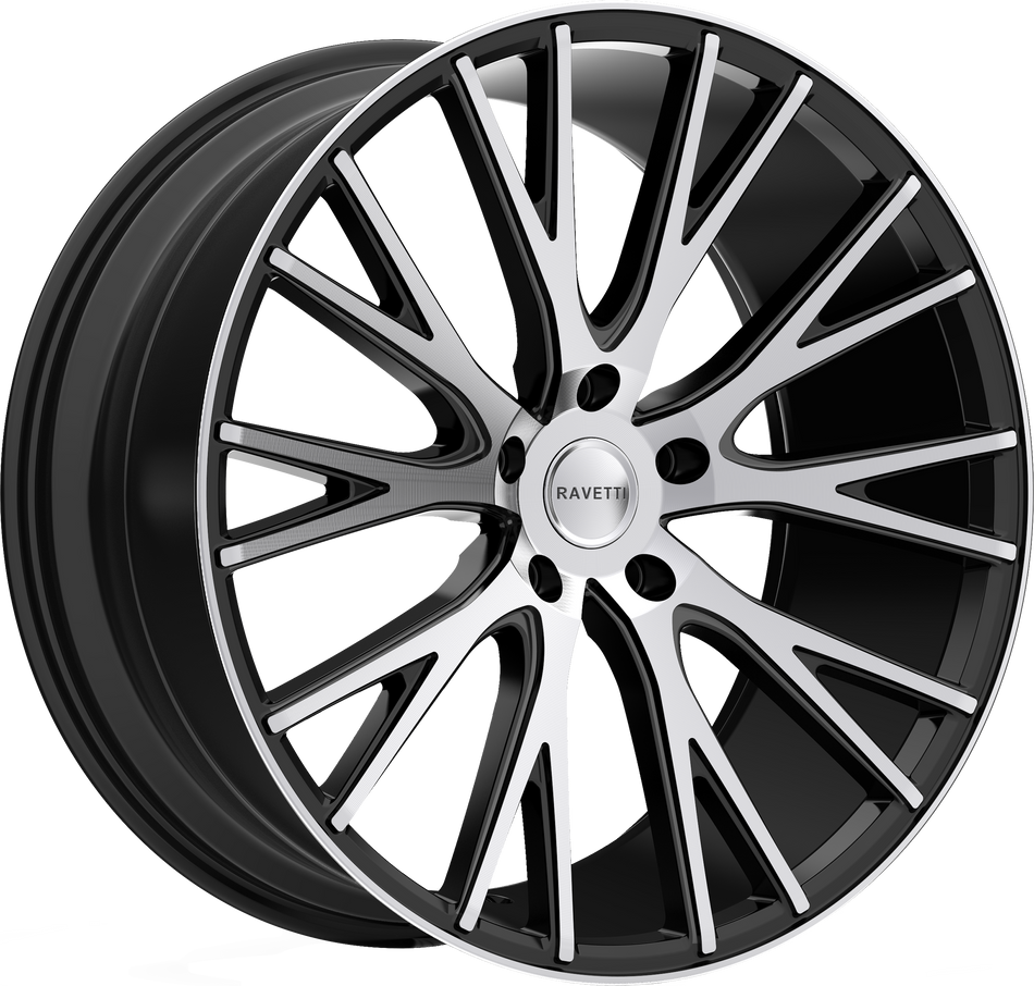 RAVETTI Style M12 20" x 10" Satin Black Machined Wheels