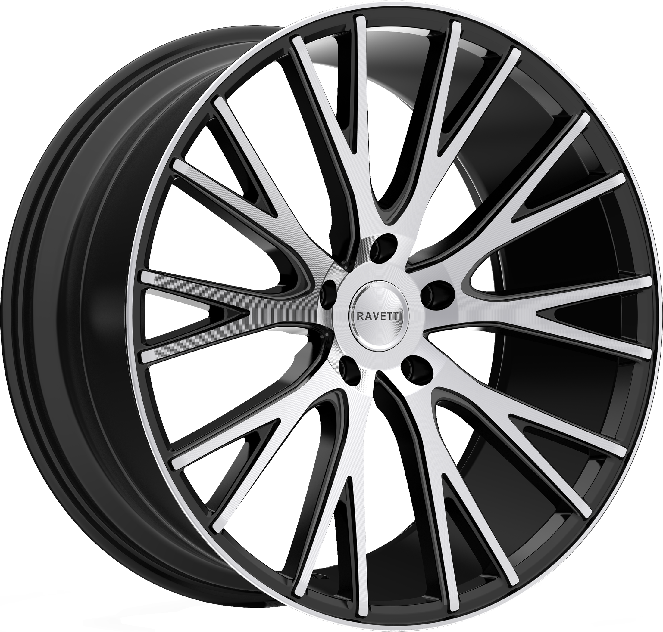 RAVETTI Style M12 20" x 10" Satin Black Machined Wheels
