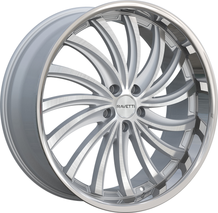 RAVETTI Style M15 22" x 9" Silver Brushed Stainless Lip Wheels