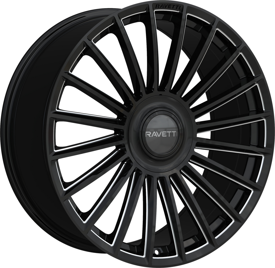 RAVETTI Style M17 22" x 9" Black And Milled Wheels