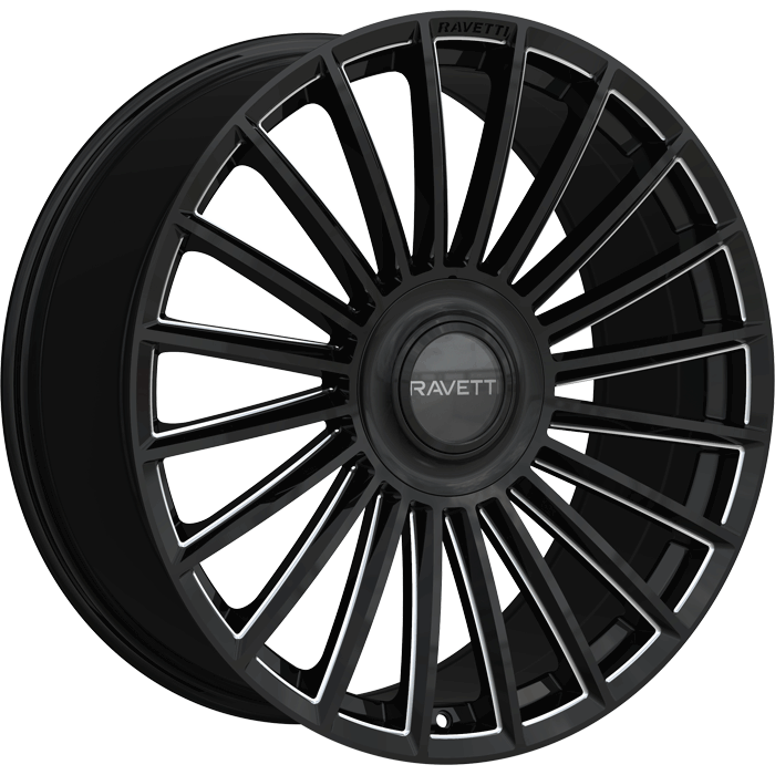 Ravetti Style M17 22" x 9" 5X114.3 / 5X127 Black And Milled Wheels