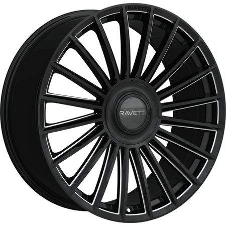 Ravetti Style M17 22" x 9" 5X114.3 / 5X127 Black And Milled Wheels