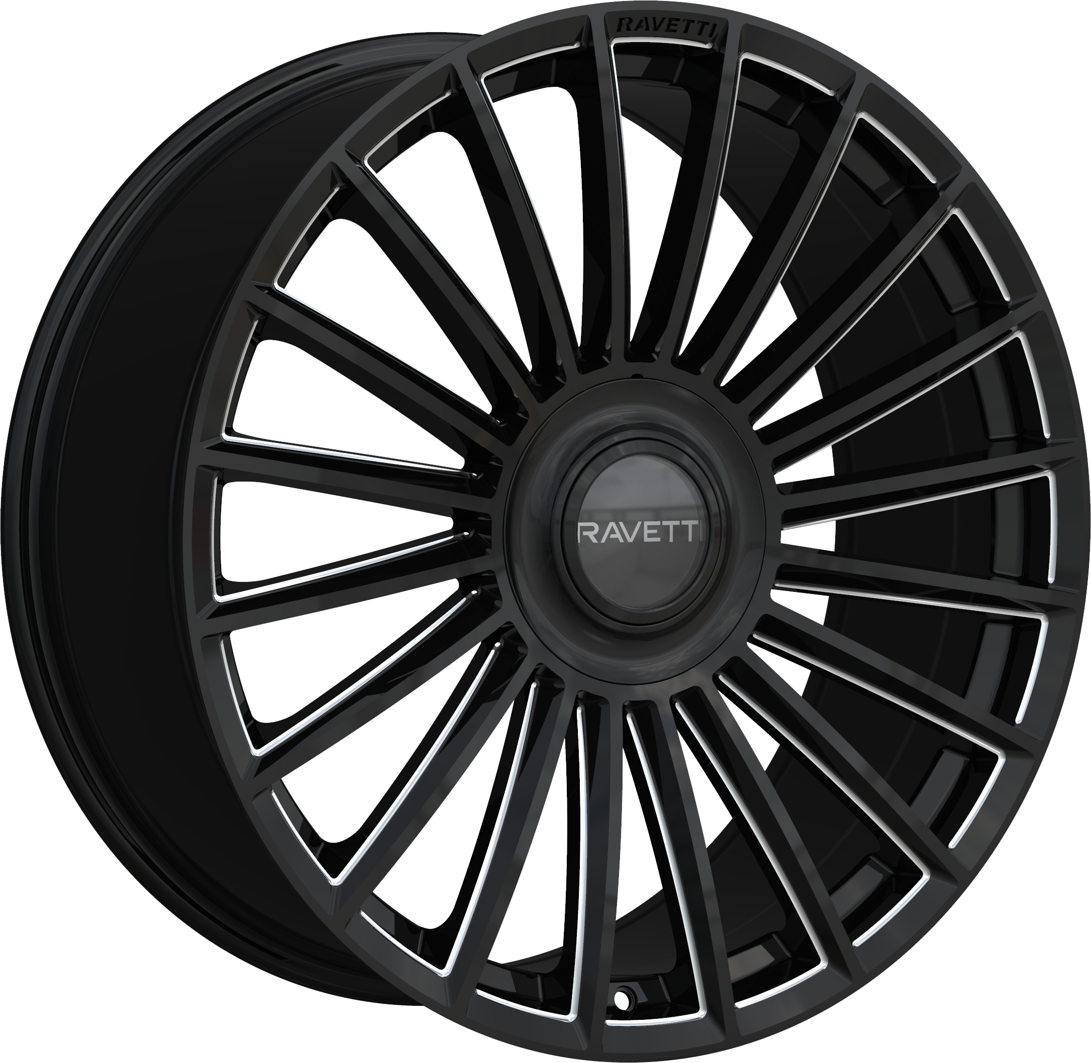 RAVETTI Style M17 22" x 9" Black And Milled Wheels