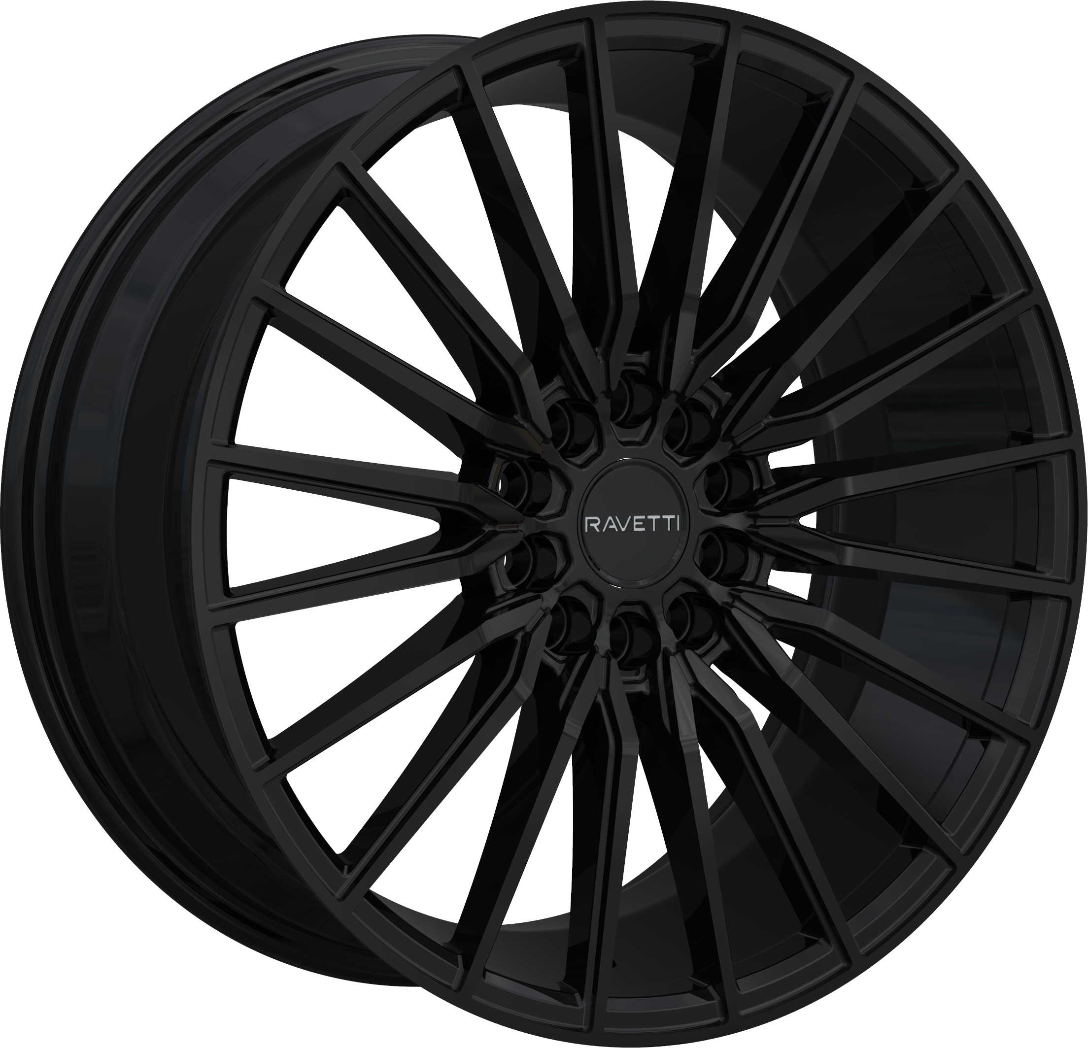 RAVETTI Style M18 17" x 7.5" Gloss Black Wheels
