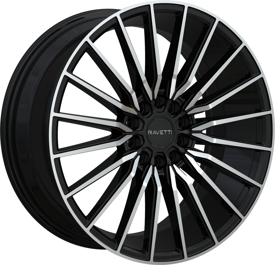 RAVETTI Style M18 17" x 7.5" Black Machined Face Wheels