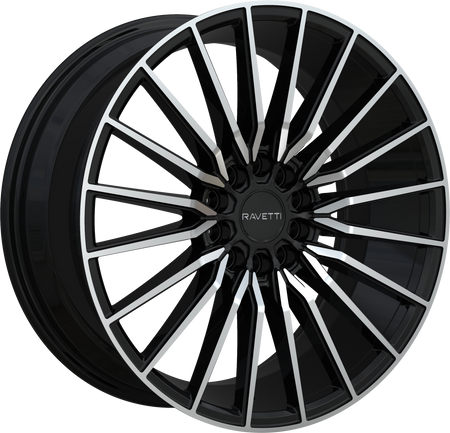 RAVETTI Style M18 17" x 7.5" Black Machined Face Wheels