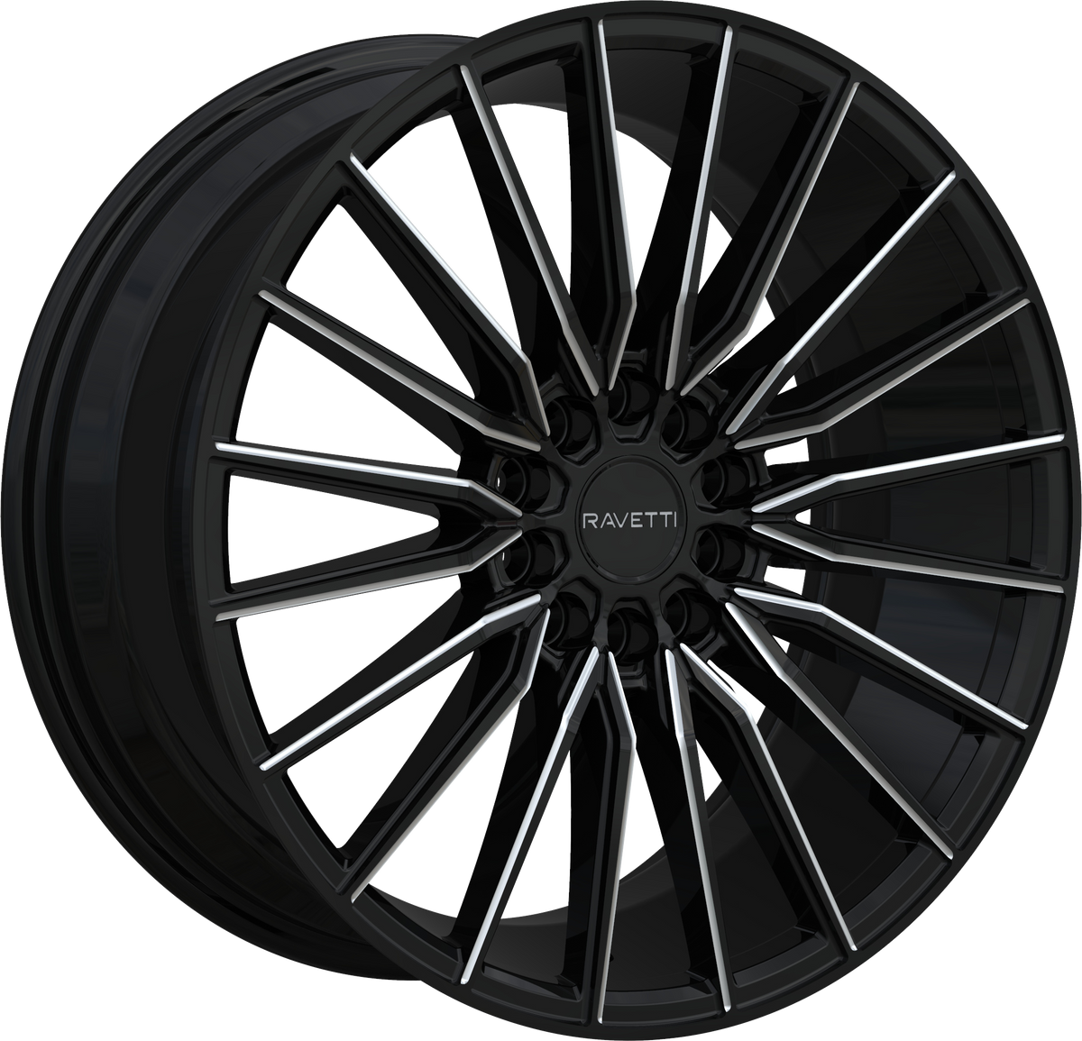 RAVETTI Style M18 17" x 7.5" Black And Milled Wheels