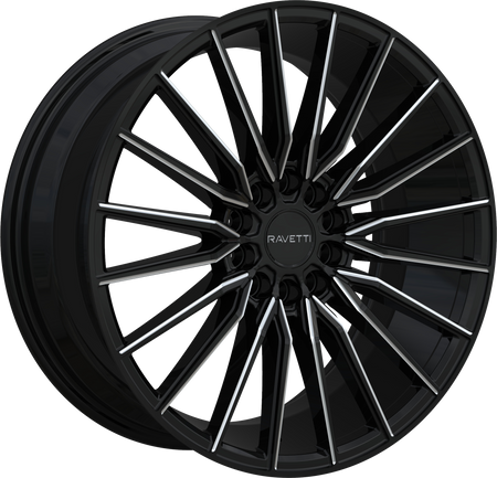 RAVETTI Style M18 17" x 7.5" Black And Milled Wheels