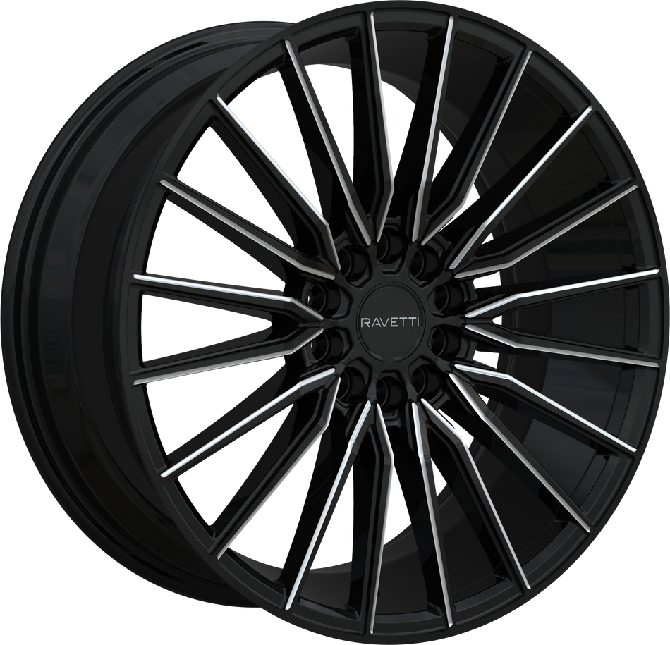 RAVETTI Style M18 17" x 7.5" Black And Milled Wheels