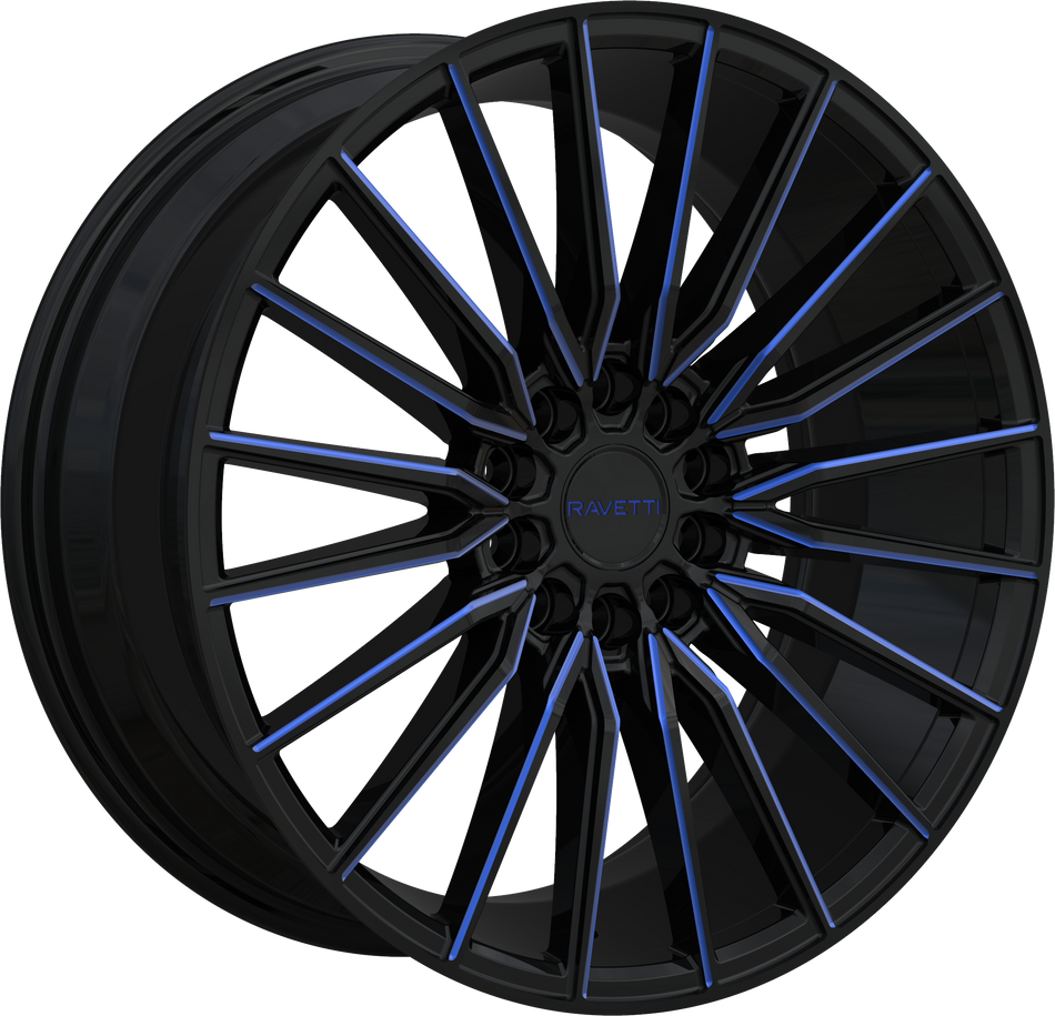 RAVETTI Style M18 17" x 7.5" Black And Milled Wheels