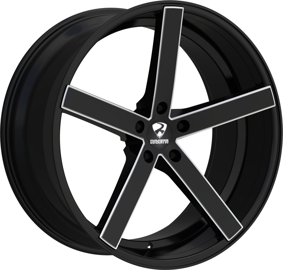 RAVETTI Style M1 20" x 10" Black And Milled Wheels