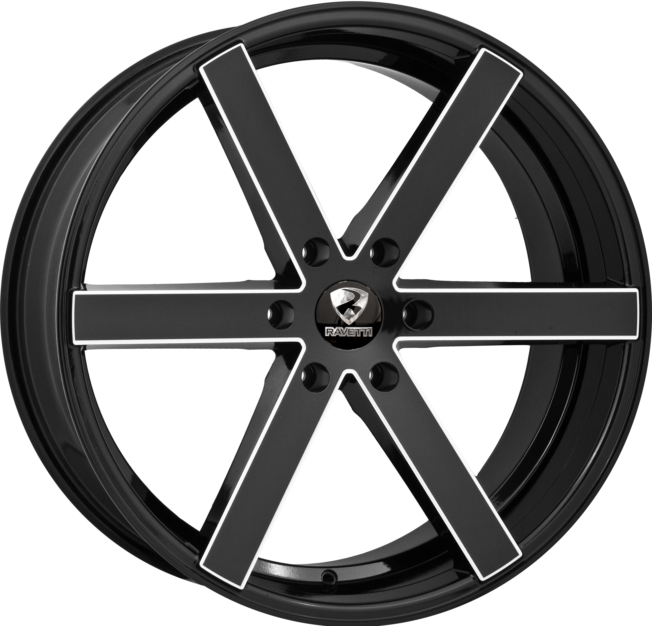 RAVETTI Style M3 22" x 8.5" Black And Milled Wheels