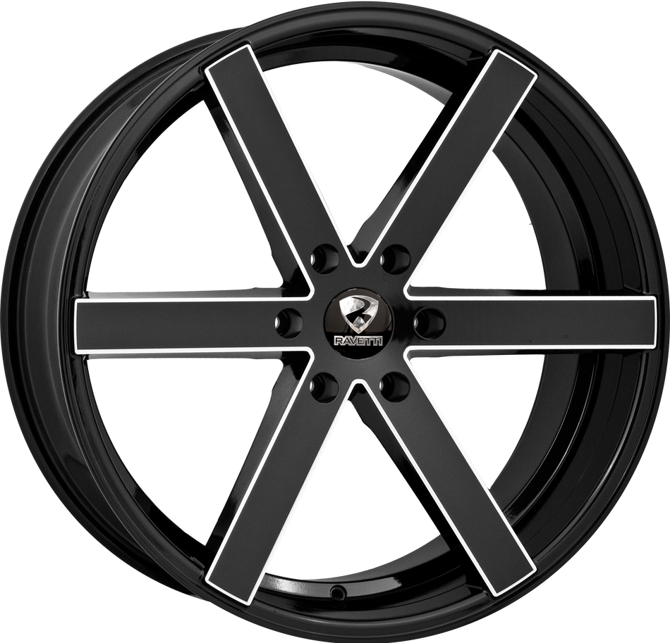RAVETTI Style M3 22" x 8.5" Black And Milled Wheels