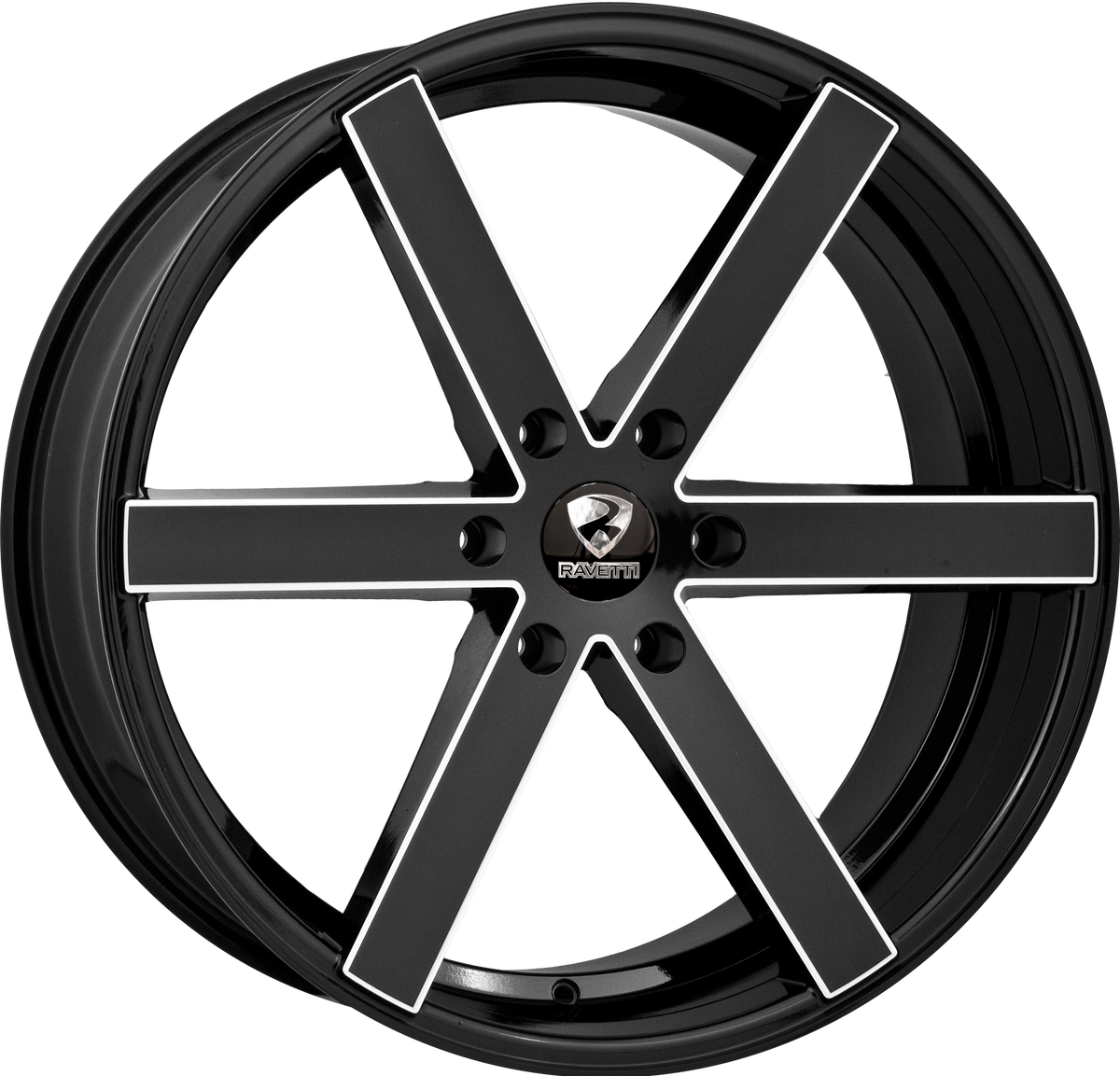 RAVETTI Style M3 22" x 8.5" Black And Milled Wheels