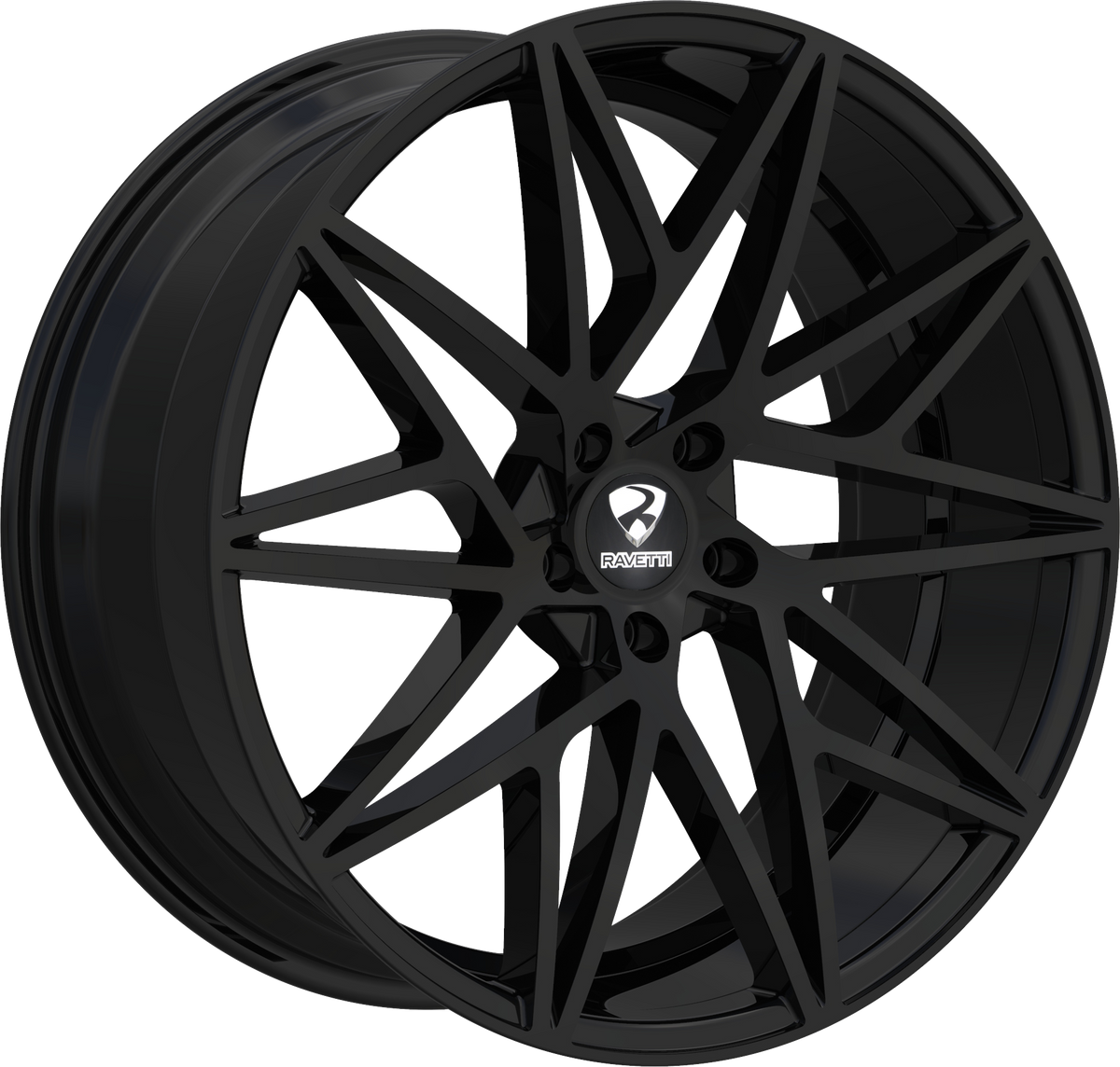 RAVETTI Style M5 20" x 10" Full Black Wheels
