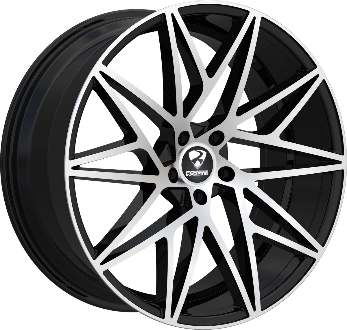 RAVETTI Style M5 20" x 10" Black Machined Wheels