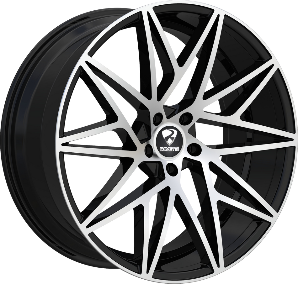 RAVETTI Style M5 20" x 10" Black Machined Wheels