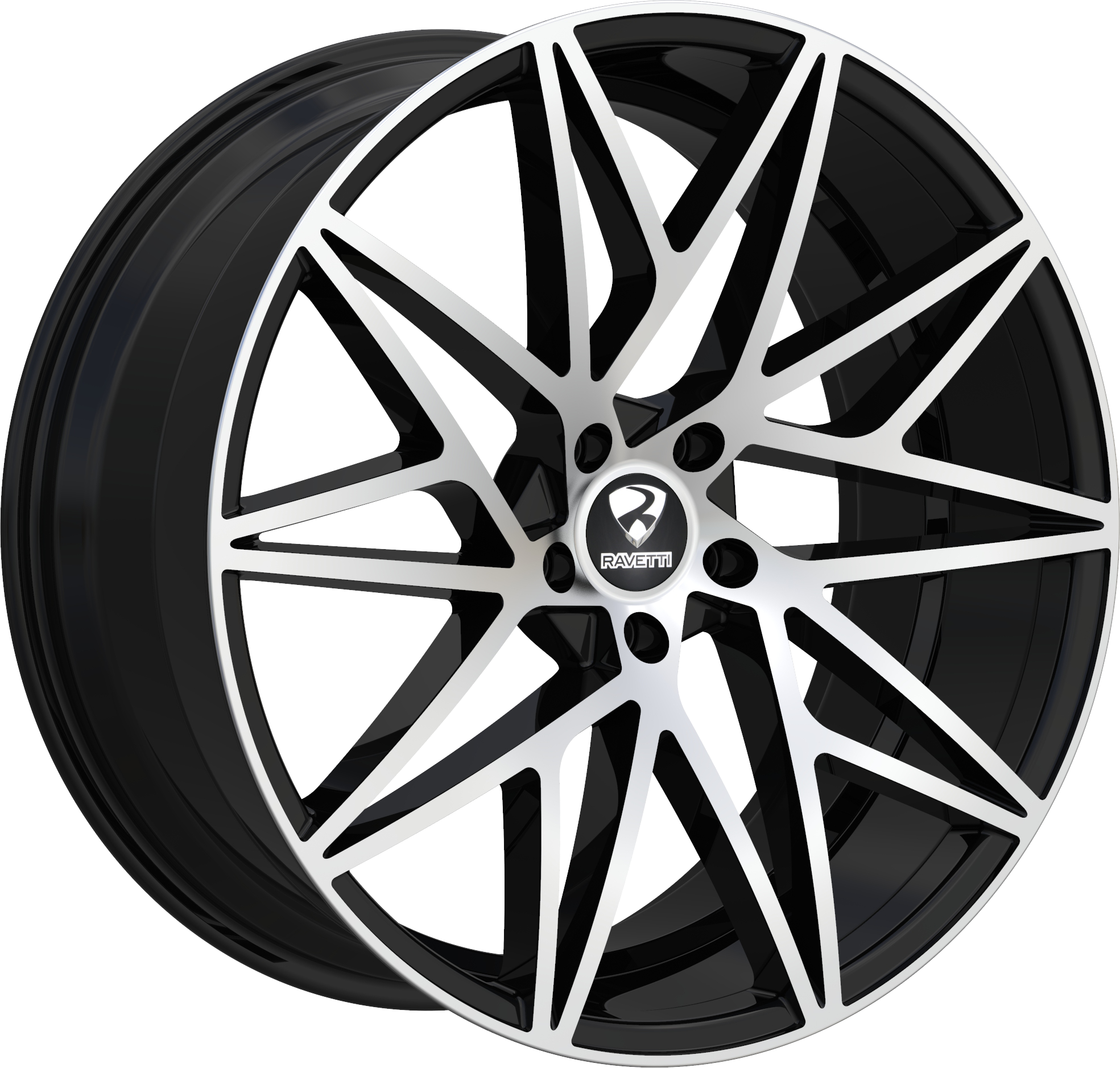 RAVETTI Style M5 20" x 10" Black Machined Wheels