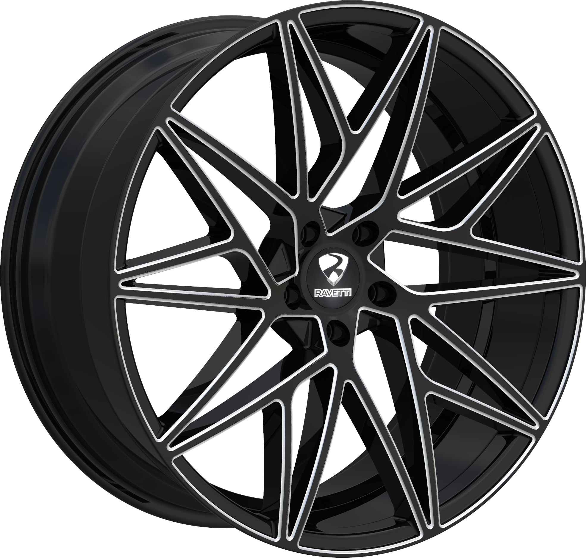 RAVETTI Style M5 20" x 10" Black And Milled Wheels
