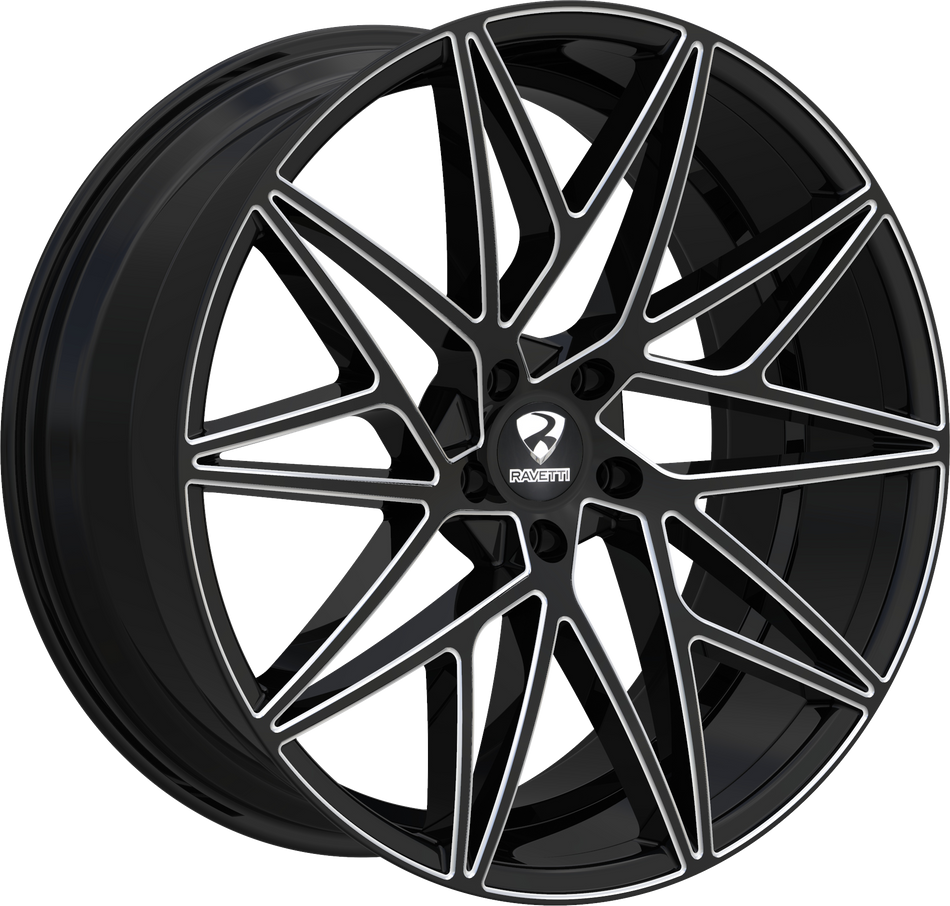 RAVETTI Style M5 20" x 10" Black And Milled Wheels