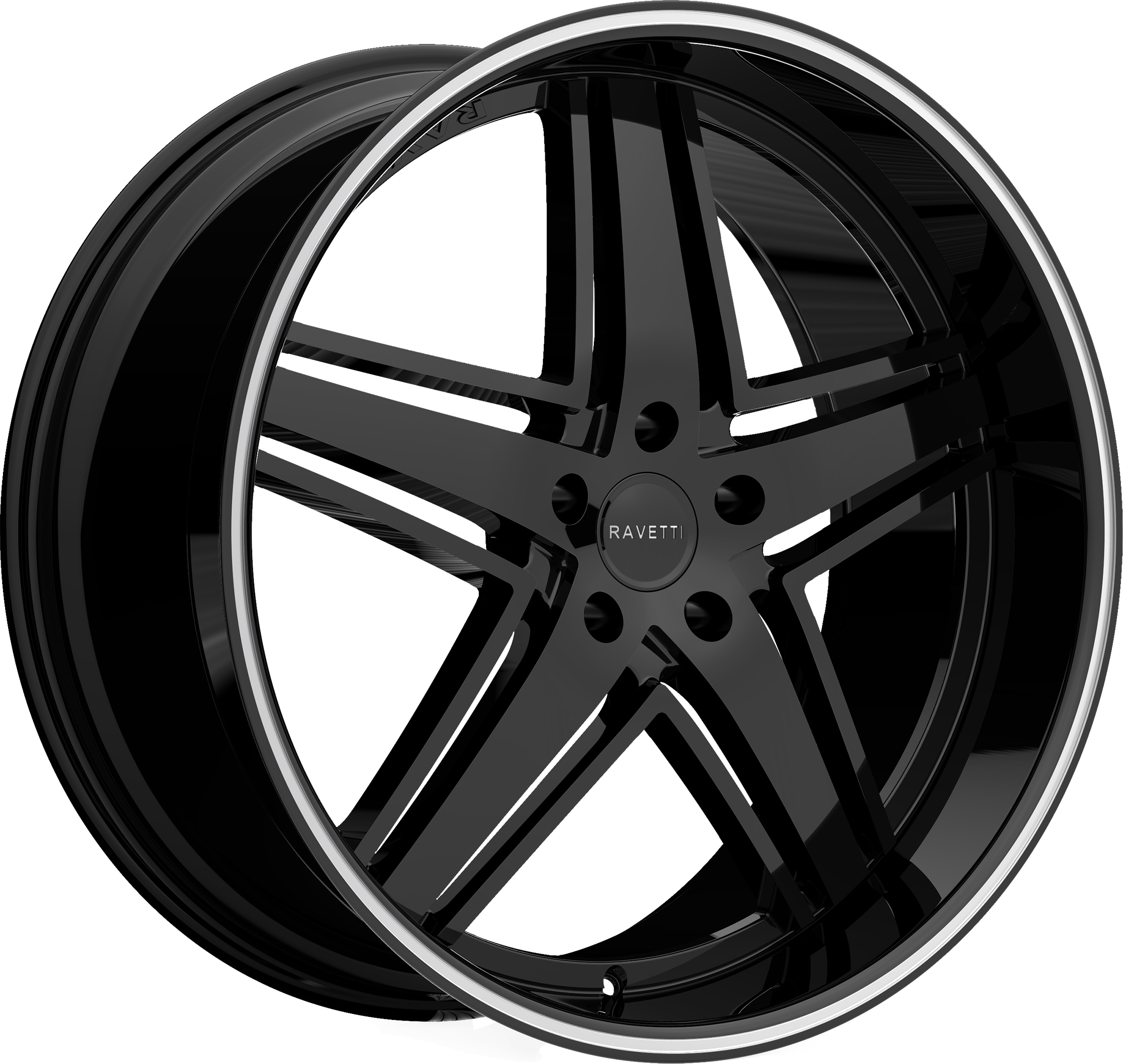 RAVETTI Style M6 20" x 10" Black With Pinstripe Wheels