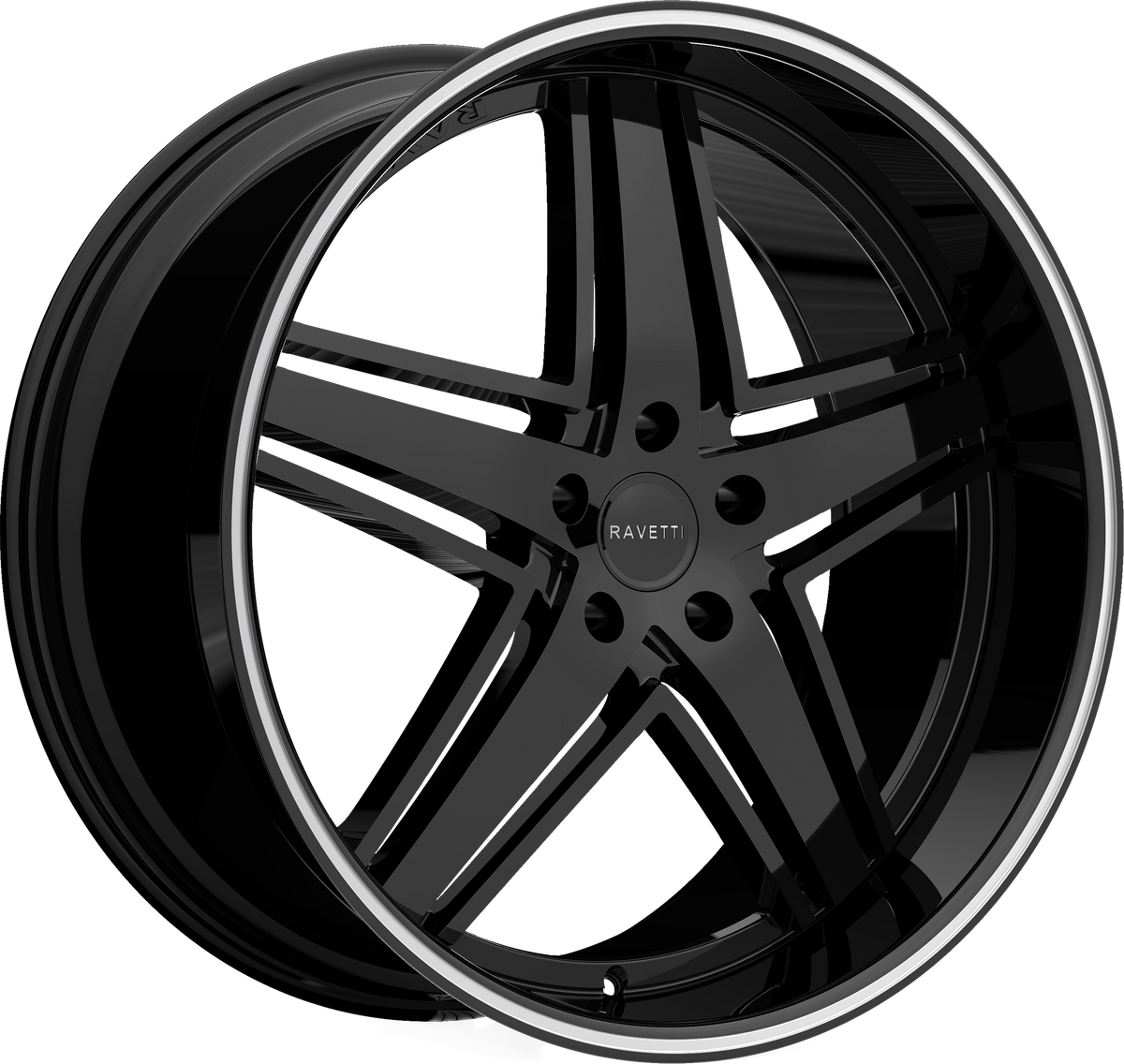 RAVETTI Style M6 20" x 10" Black With Pinstripe Wheels