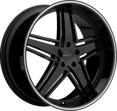 RAVETTI Style M6 20" x 10" Black With Pinstripe Wheels