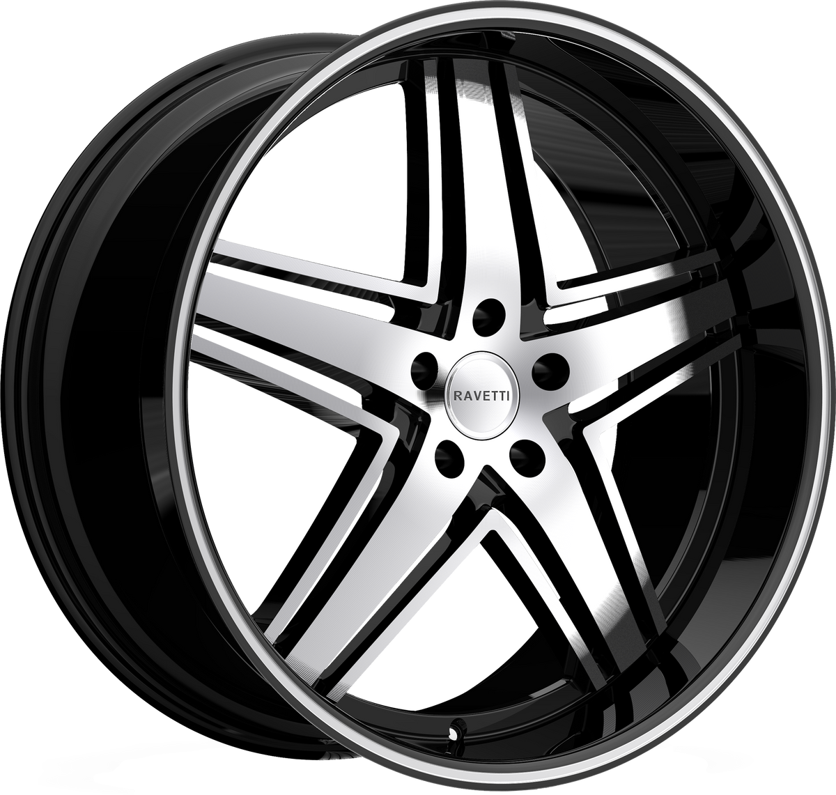 RAVETTI Style M6 20" x 10" Black Machined Wheels