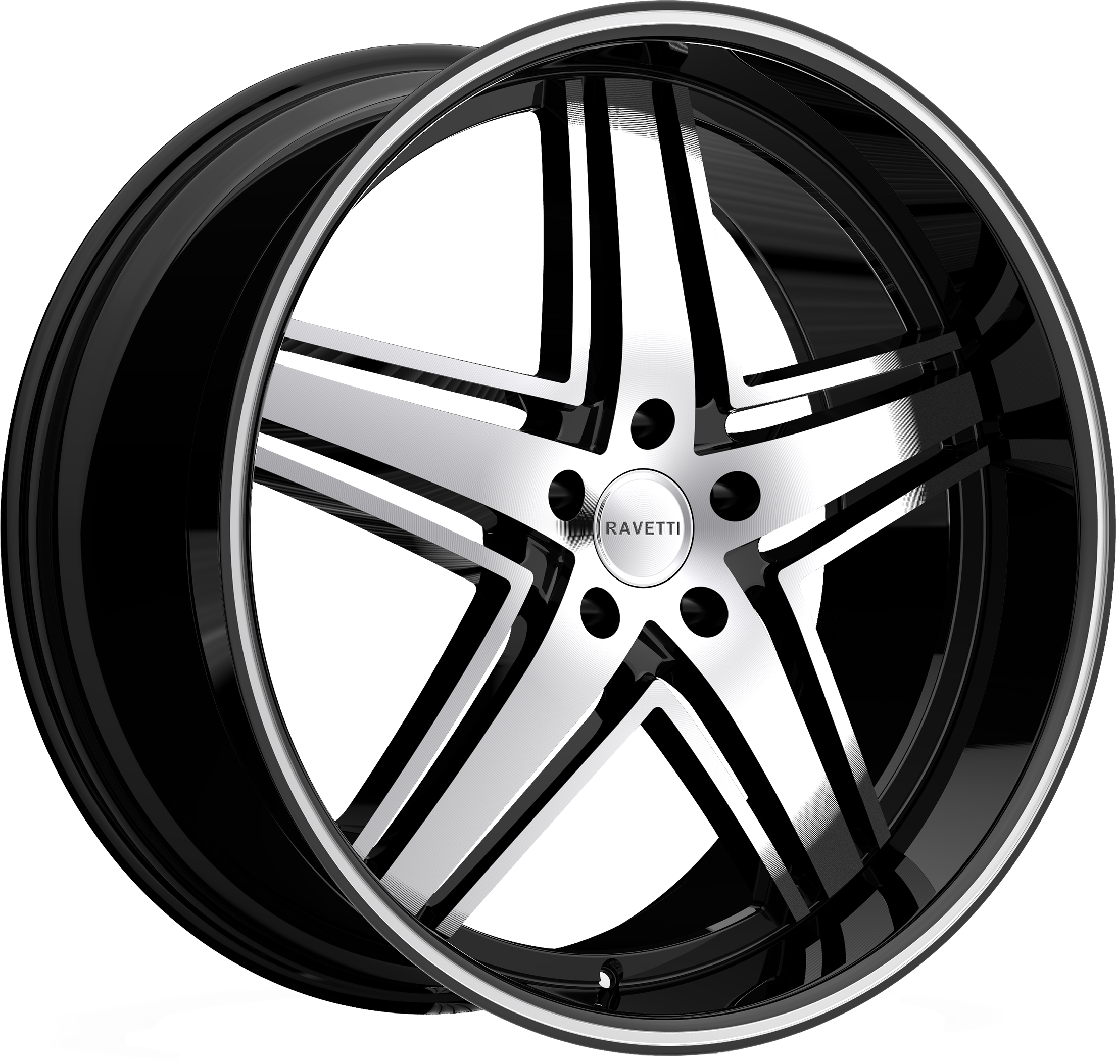 RAVETTI Style M6 20" x 10" Black Machined Wheels