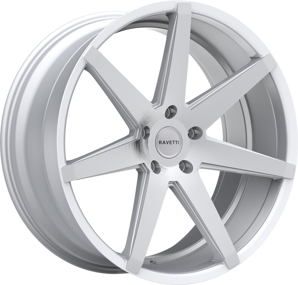 RAVETTI Style M7 20" x 8.5" Silver Brushed Wheels