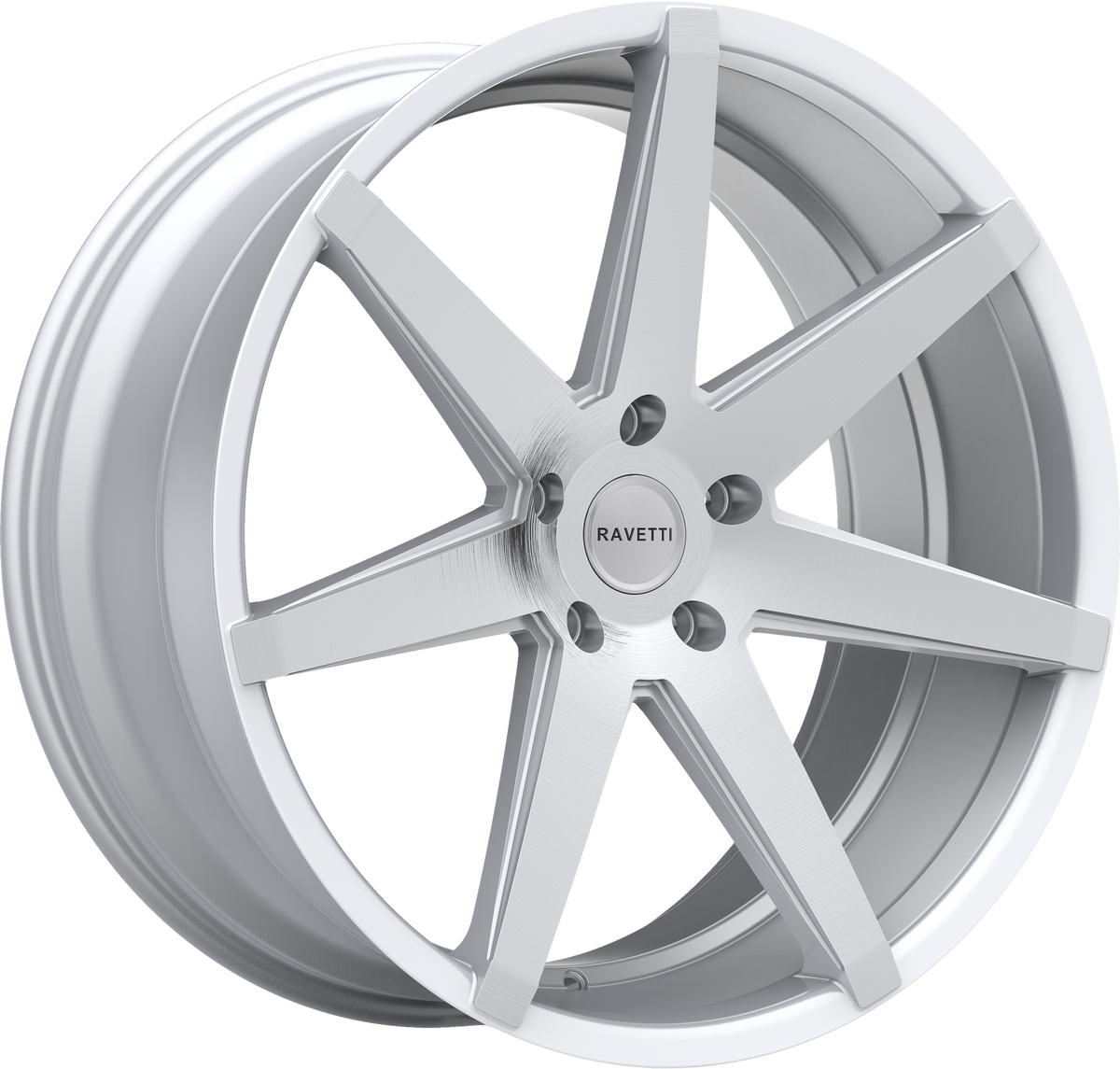 RAVETTI Style M7 20" x 8.5" Silver Brushed Wheels