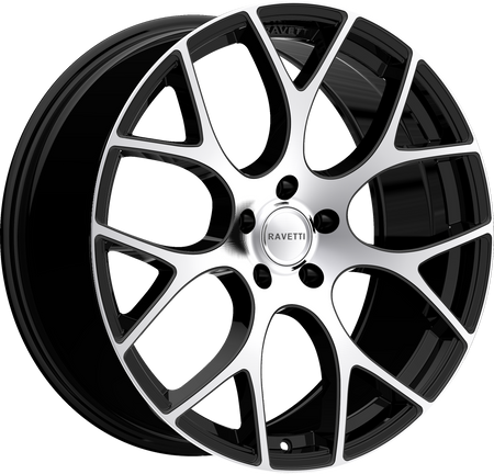 RAVETTI Style M8 20" x 8.5" Black Machined Wheels