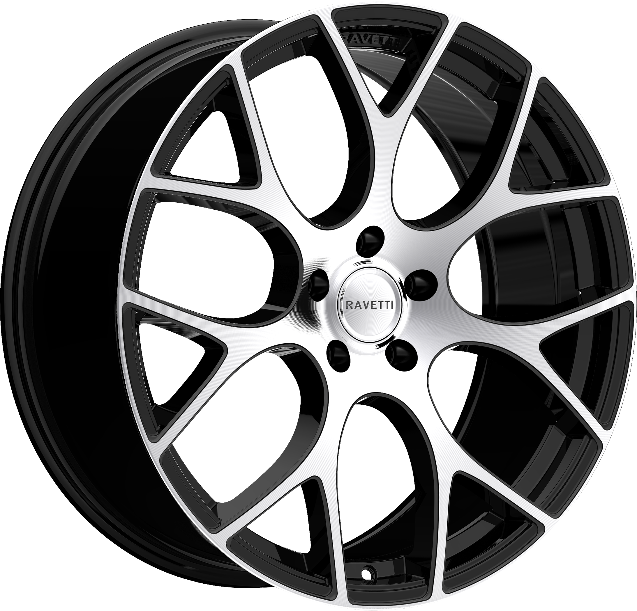 RAVETTI Style M8 20" x 8.5" Black Machined Wheels
