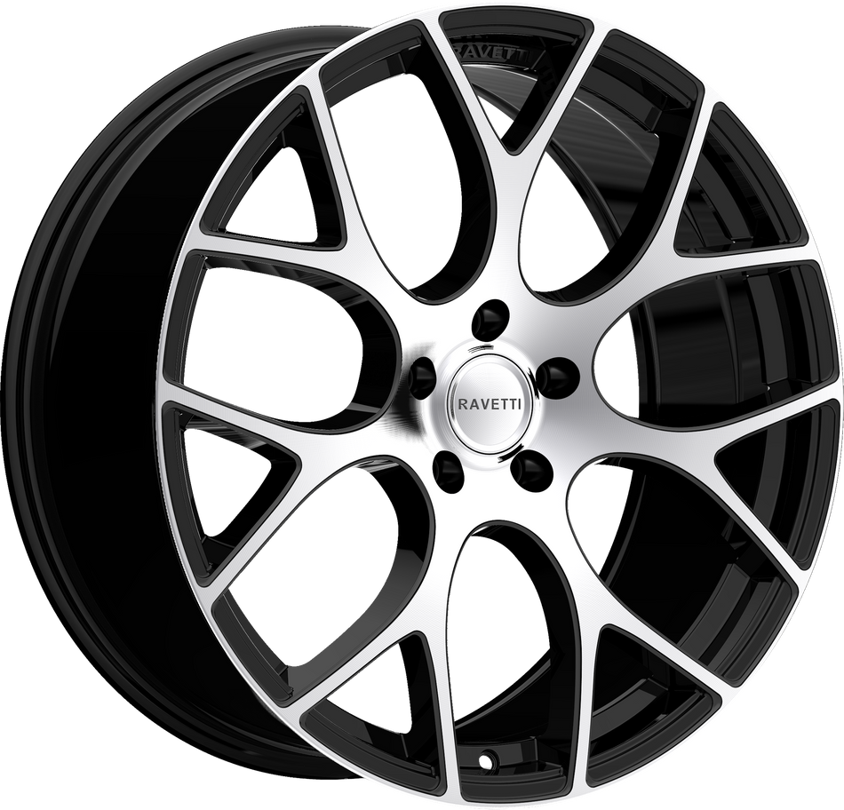 RAVETTI Style M8 20" x 8.5" Black Machined Wheels