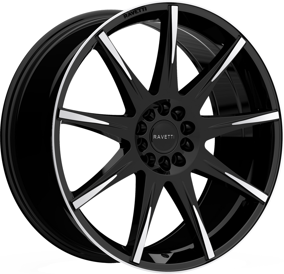 RAVETTI Style M9 20" x 8.5" Black Machined Wheels