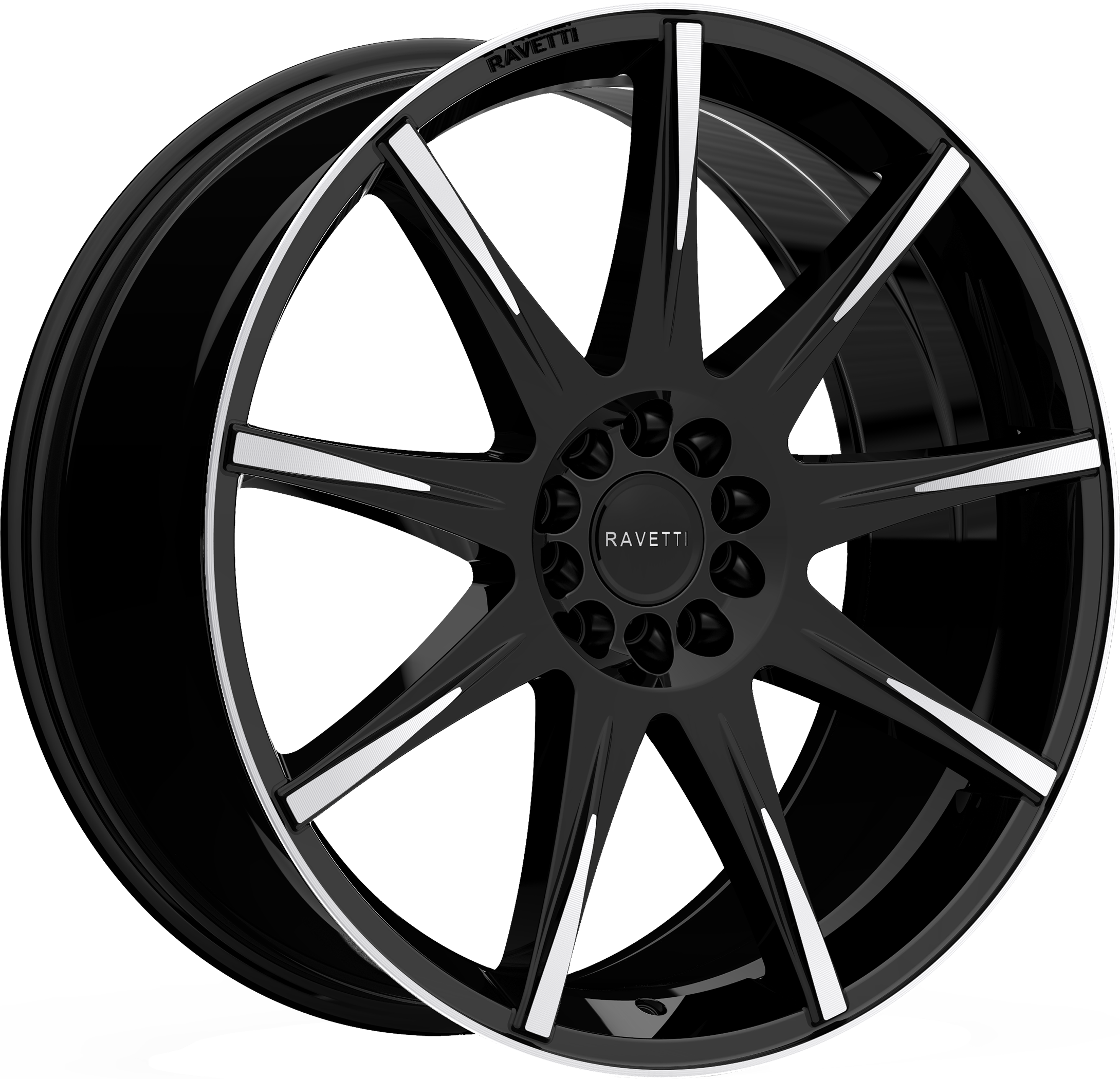 RAVETTI Style M9 20" x 8.5" Black Machined Wheels