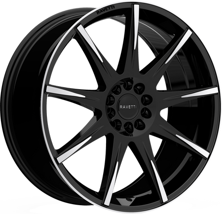 RAVETTI Style M9 20" x 8.5" Black Machined Wheels