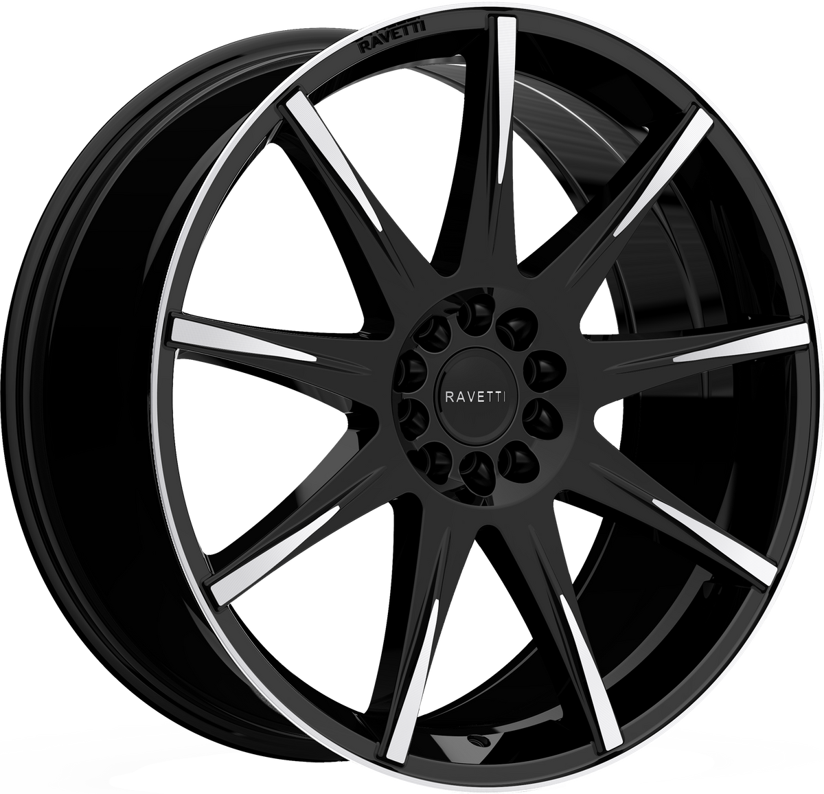 RAVETTI Style M9 20" x 8.5" Black Machined Wheels