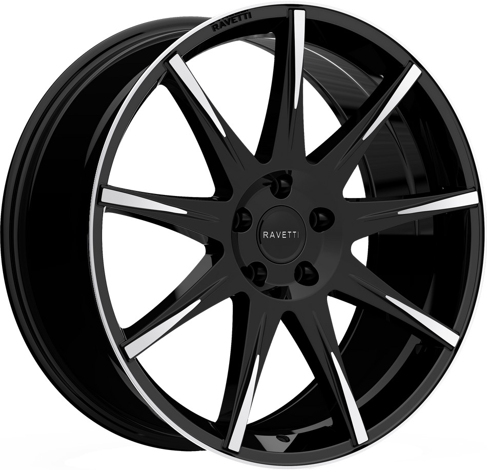 RAVETTI Style M9 20" x 8.5" Black Machined Wheels