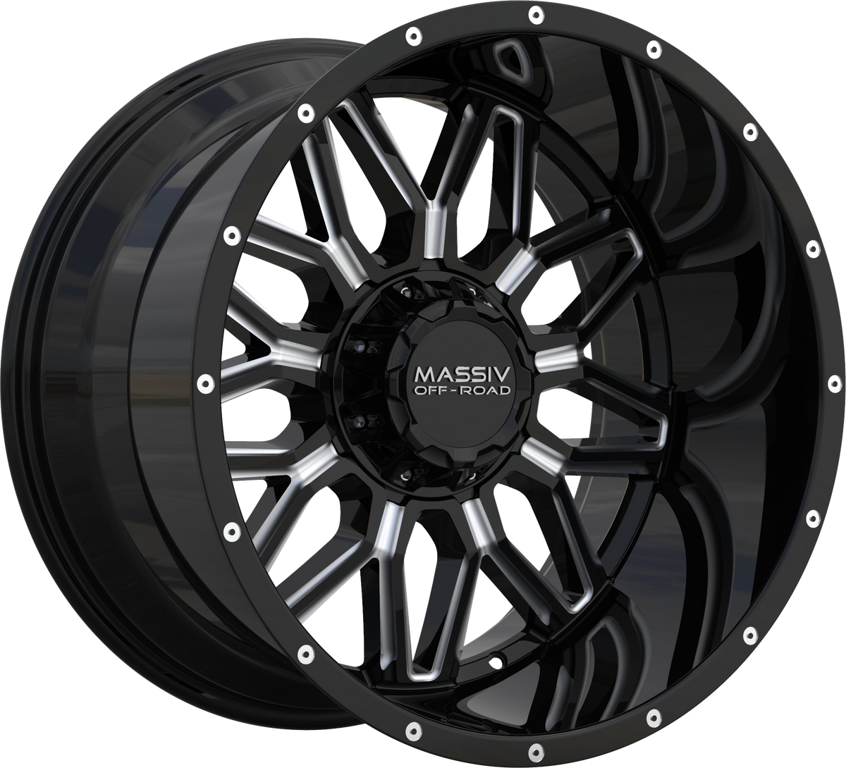 MASSIV OFF-ROAD Style OR1 20" x 10" Black And Milled Wheels