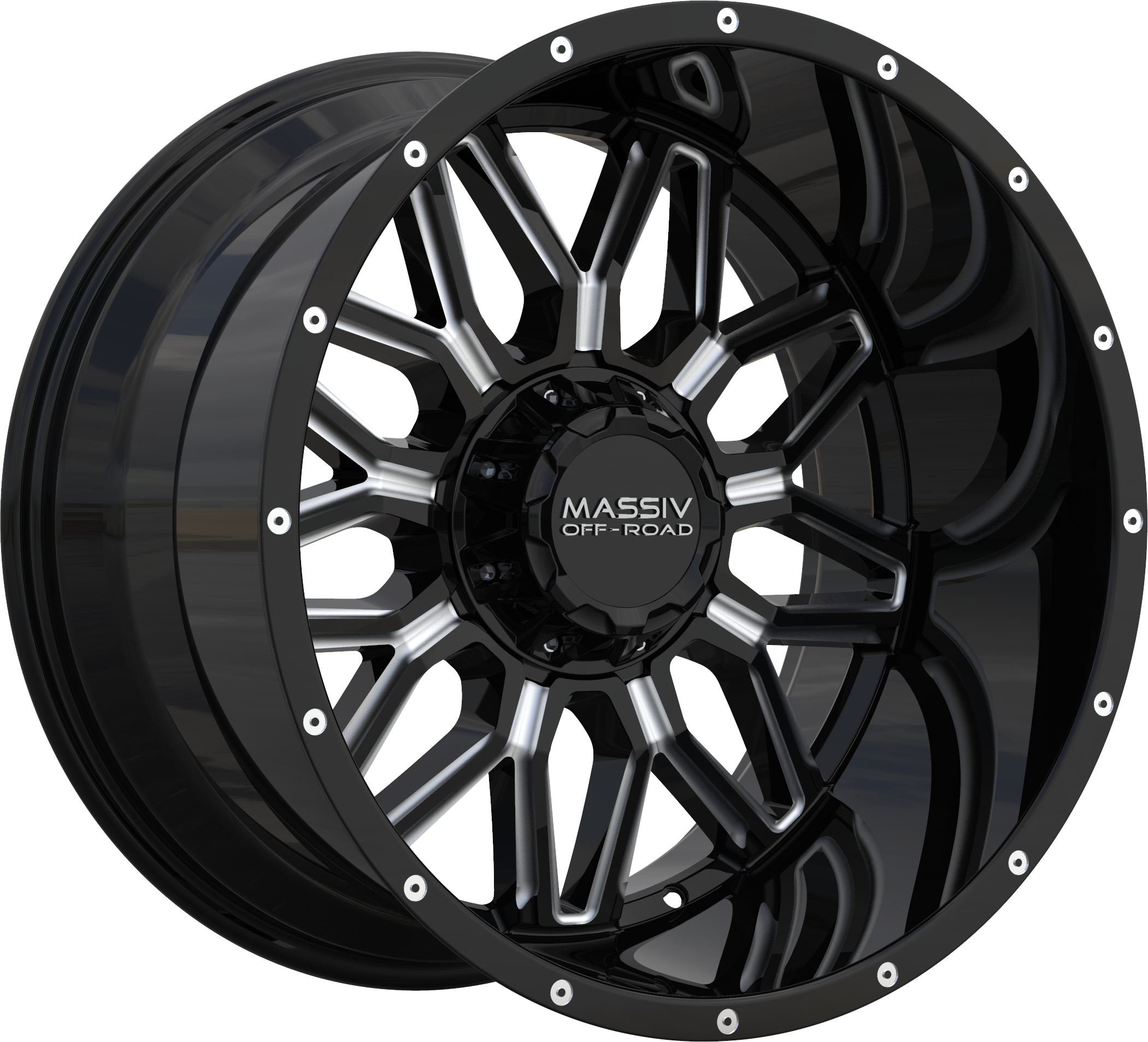 MASSIV OFF-ROAD Style OR1 20" x 10" Black And Milled Wheels